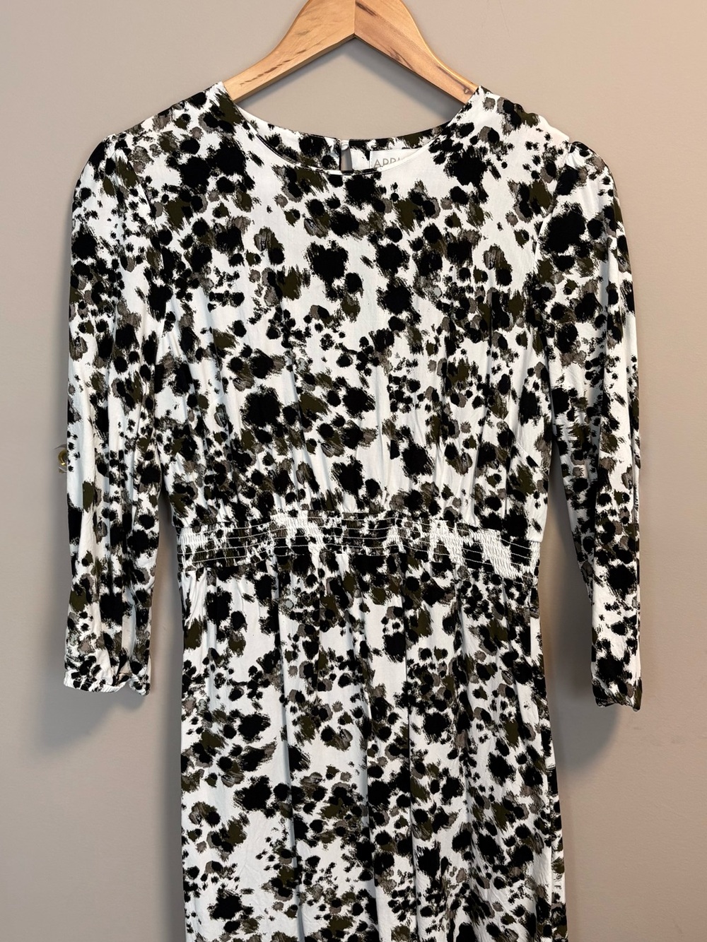 Apricot Black & Olive Abstract Spot Midi Dress